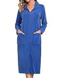 Viakeo Fleece Bademantel für Damen Reißverschluss Nachtkleid Lang Bathrobe...