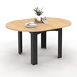 IDMarket Esstisch, ausziehbar, rund, Dona, 4-8 Personen, schwarz, Platte in...