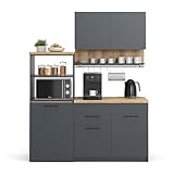 Vicco Singleküche Egbert, Anthrazit/Artisan-Eiche, 160 cm mit ausziehbarem...