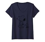 Damen Peanuts – Snoopy Woodstock Walk T-Shirt mit V-Ausschnitt