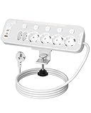 Tischsteckdose mit Schalter,PD 20W Schreibtisch Steckdosenleiste mit USB C, 6...