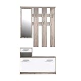 FORTE Foxi Kompaktgarderobe inklusive Spiegel, Holzwerkstoff, Sandeiche Dekor,...