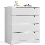 Bealife Kommode Weiß, Schlafzimmer Kommode mit 4 Geräumige Schubladen, Schrank...