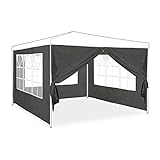 Relaxdays Seitenwand für Pavillon, 4er Set, 2x3 m, Seitenteile mit Fenster &...