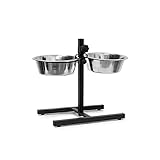 Relaxdays Futterstation Hund, 2,2 l Edelstahlnäpfe, Napfständer...