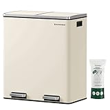 SONGMICS Mülleimer, 2 x 30 Liter, 2 Fächer, Mülltrennsystem, Treteimer,...
