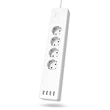 Smarte WLAN-Steckdosenleiste 4-Fach, einzeln schaltbar, Überlastsch., 4xUSB
