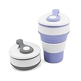 Beowanzk 2er Set Faltbecher, 350ml Faltbarer Becher, Faltbecher Silikon, 100%...