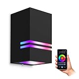 SSC-LUXon JOVO-S Wandleuchte schwarz GU10 IP44 mit Smart WiFi RGB LED Birnen...
