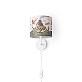 Paco Home Kinderzimmer Wandlampe Stoffschirm Wandleuchte Rund Dschungel Tiere...