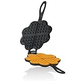 BBQ-Toro Gusseisen Waffeleisen in Herzform | Waffeleisen mit 2 Stielen, Ø 15 cm...