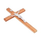 DICOSMETIC 7.95 Zoll Kruzifix Kreuz Wandbehang Holzkreuz Wanddekoration Platin...