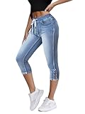 Onsoyours Capri Jeans Damen Sommer Caprihose 3/4 Jeans Caprihose Hohe Taille...