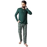Neti Herren Schlafanzug lang Pyjama Nachtanzug100% Baumwolle M-3XL (DE/NL/SE/PL,...