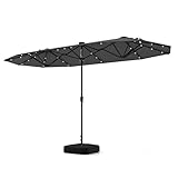 COSTWAY Doppelsonnenschirm mit Ständer und LED-Leuchten, 400 x 200 cm,...