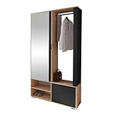 Mirjan24 Garderoben-Set Raldento mit Spiegel, Kleiderstange, Schuhschrank und...