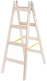 STREND PRO Holzleiter 4 Stufen 1,27m | IDEAL Malerleiter Holz für...