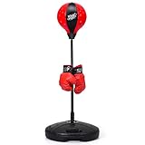 GYMAX Boxball mit Ständer 81-123,5 cm Höhenverstellbar Punchingball Boxen Set...