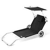 Casaria® Sonnenliege Klappbar mit Dach Strandliege mit Rollen Tasche Outdoor...