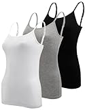 BQTQ 3 Stück Unterhemd Damen Basic Tank Top Ärmelloses Camisole...