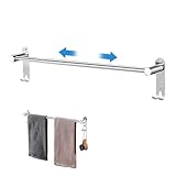 Amexo Handtuchstange Edelstahl Ausziehbar 43–75cm, Handtuchhalter mit Haken...