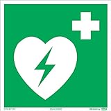 Aufkleber Defibrilator (AED) 150x150 mm Rettungszeichen Defibrilator (AED)...
