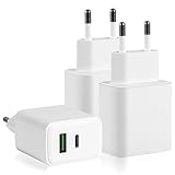 3 Stück USB C Ladegerät, 20W 2Port USBC Netzteil für iPhone Samsung Huawei...