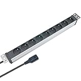 WAYTEX 37320 Steckdosenleiste, Aluminium, 9 Steckdosen, 19 Zoll, Kabel 1,80 m,...