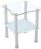 Euro Tische Beistelltisch aus Glas mit Ablage Satiniert abgerundet -...