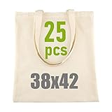 IDEA HOME 25 Stück Baumwolltasche 38x42cm- Jutebeutel Groß - Stoffbeutel...