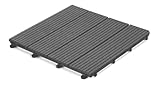 Blumixx WPC Terrassenfliesen Grau Geriffelt 4er Pack – 30x30 cm Klicksystem...