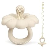 Purphy Baby Beißspielzeug, Silikon BPA-frei für ab 3 Monaten Babys (Beige)