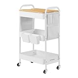 SONGMICS Rollwagen, Küchenwagen, 3 Metallgitterablagen, Servierwagen, 2...