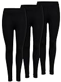 ONLY 3er Pack Leggings für Damen in schwarz - Blickdicht - Für Freizeit,...