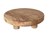 Spetebo Echt Holz Pflanzenhocker Teak - 30x7 cm - Kleiner Deko Hocker...