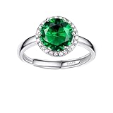 Bestyle Ring Grüner Stein für Damen Silber 925 Smaragd Schmuck Verstellbarer...