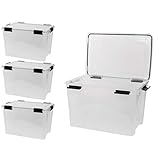Kreher 4 Stück XL Lagerbox aus transparentem Kunststoff mit Dichtungsring im...