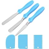 6 Stück Streichpalette Set: 3 Hochwertige Edelstahl-Spatel + 3 Plastik-Icing...