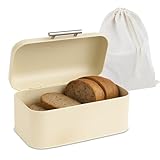Relaxdays Brotkasten mit Brotbeuel, Brotbox mit Deckel & Griff, HBT: 15,5x30x18...
