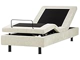 Beliani Polsterbett ohne Kopfteil verstellbar beige 90x200 cm mit Fernbedienung...