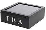 Teebox aus Holz | Teekasten in den Farben Weiß und Schwarz | Teekiste mit 6...
