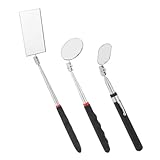QWORK® 3 Stück Teleskop Inspektionsspiegel Set, Rechteckig, Rund und Oval, 360...