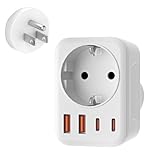 USA Adapter Steckdose, 5-In-1 Adapter USA Deutschland Stecker mit 1 AC 2 USB-C 2...