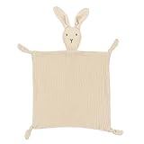 ZIGJOY Schmusetuch Schnuffeltuch mit Hase-Köpfchen Kuscheltuch Musselin...