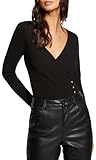 Morgan Langarmpullover mit Wickelkragen Schwarz M