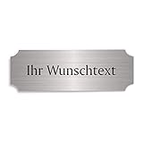 Dekolando Silberfarbenes Schild IHR WUNSCHTEXT - ca. 15 x 5 cm - selbstklebend...