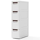 COSTWAY Nischenschrank schmal mit Rollen, Nischenregal 20cm breit, Nischenwagen...