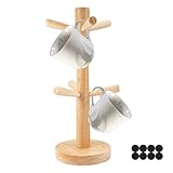 GOIEHIR Tassenständer Holz, Brezelständer, 6 Armig, Kaffeetassenregal Holz mit...