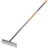 KADAX Rechen, Gartenharke aus Metall, breite Harke mit 154,5 cm langem...