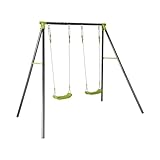 sweeek - Doppelschaukel aus Metall, für 2 Kinder, schwarz und grün, Stahl, L...
